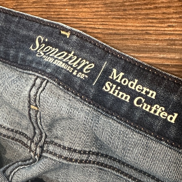 Signature by Levi Strauss Modern Slim Cuffed Blue Jeans 16-W33 - Picture 6 of 7